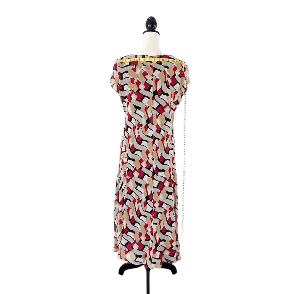 Jones New York Women’s Multicolored Silk Flutter Sleeve Slipover Dress Size 14P - Picture 5 of 15